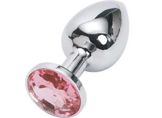2309HS-SIS      Sissy Boy Chromed Steel Crystal Anal Plug, Small Plug, Fuchsia Crystal
