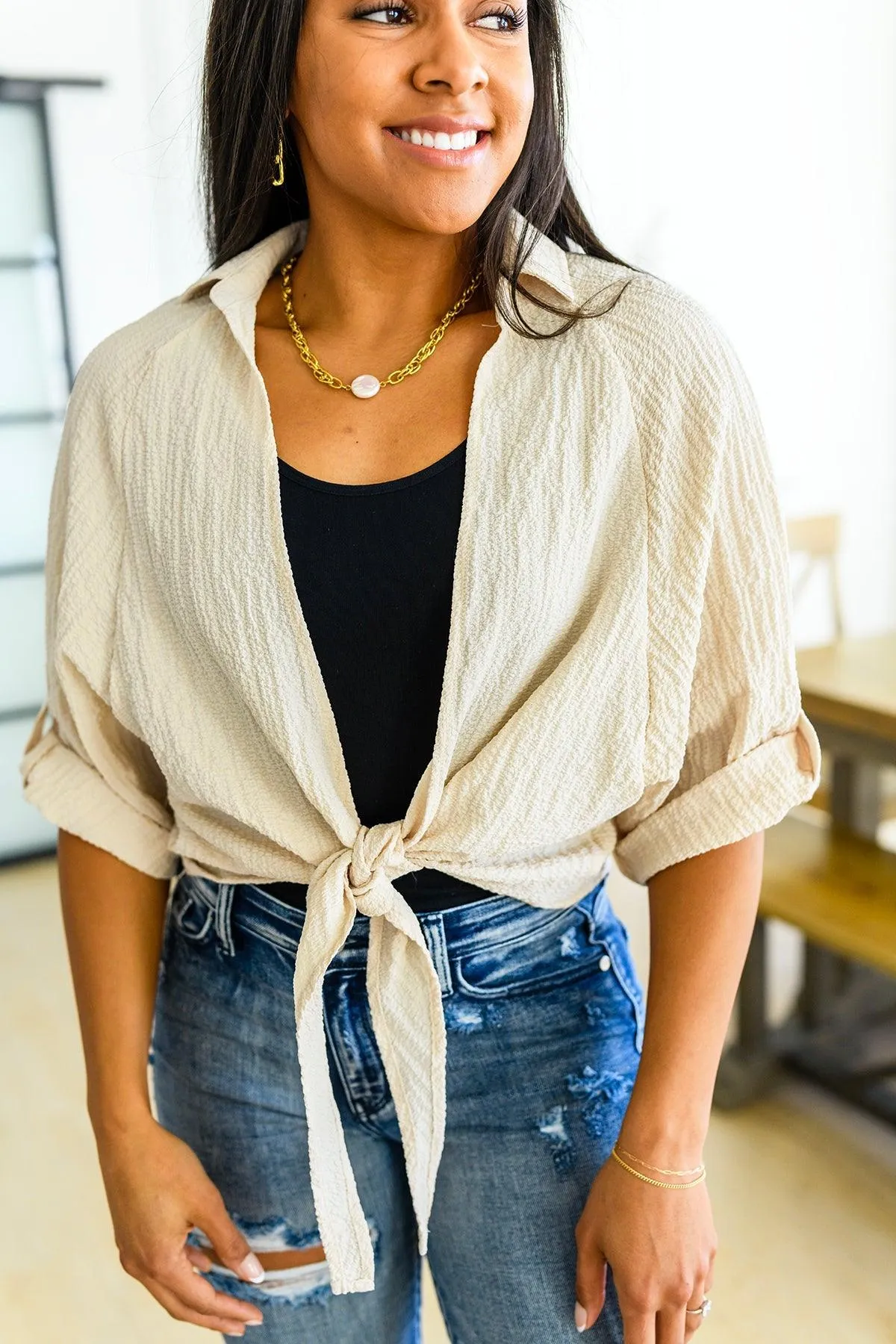Hazel Blues® |  Castaway Tie Front Shirt