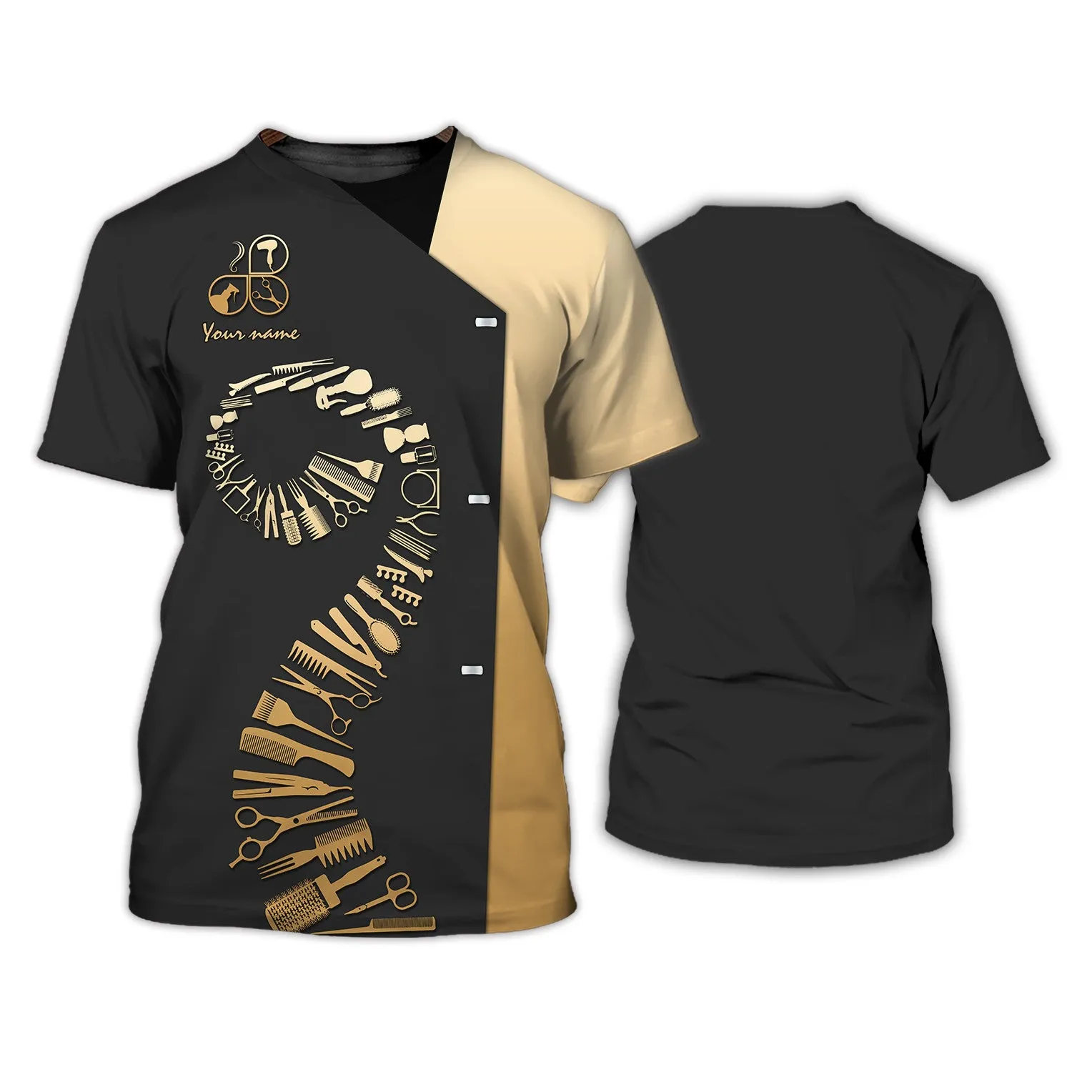 Latest Hair Hustler Pesonalized 3D Shirt Hair Cut Shop Uniform Hairdresser Pattern T-Shirt [Non Workwear]