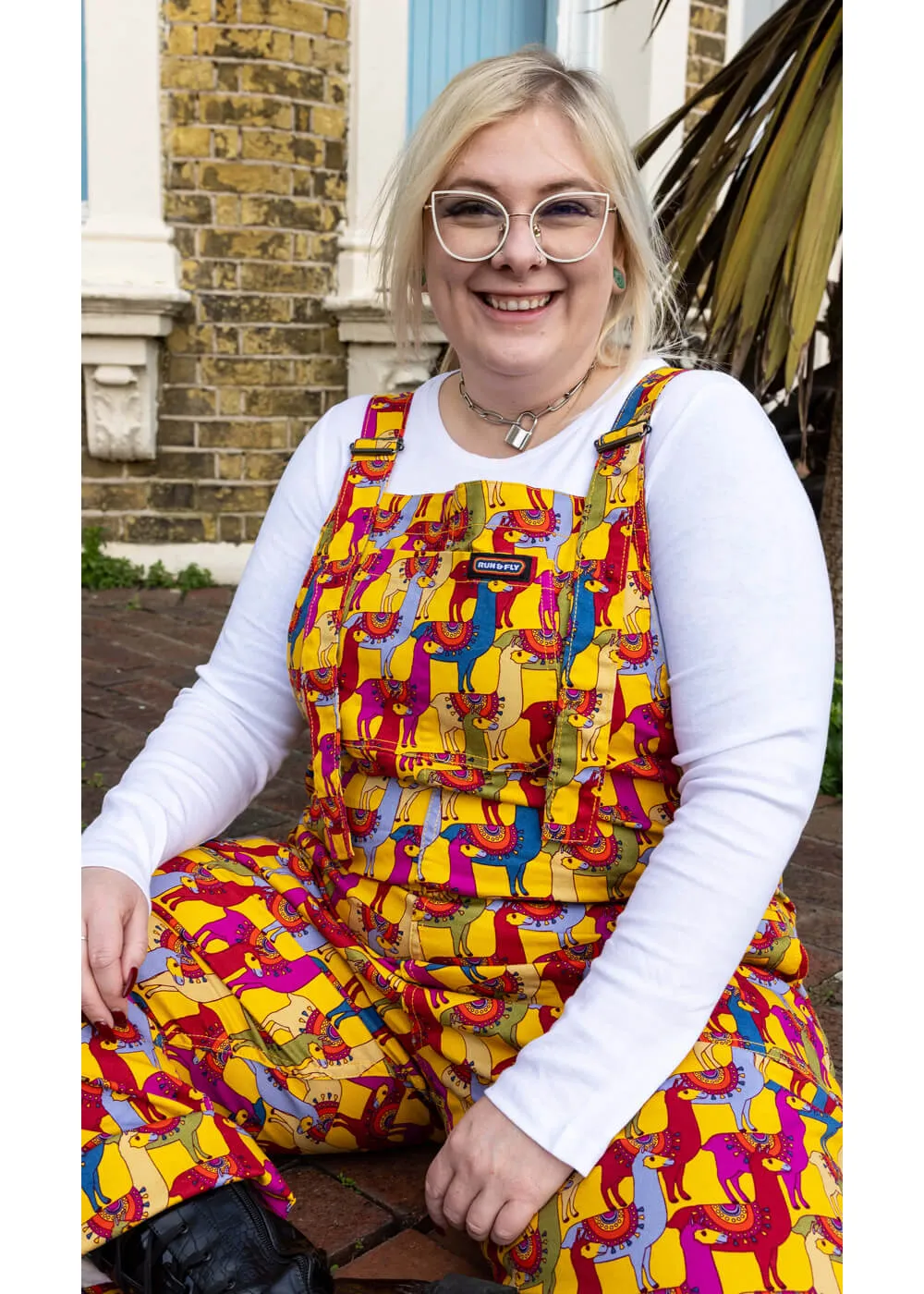 Run & Fly Drama Llama 70's Dungarees Multi